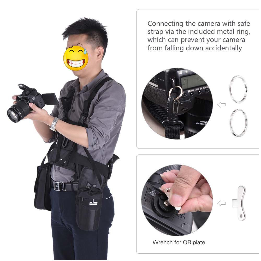 Micnova MQMSP07 Outdoor Photography Multi Camera Carrying Vest Carrier Chest Harness System