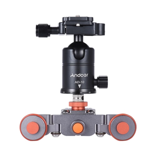 Andoer Electric Motorized 3-Wheel Video Pulley Car Track Dolly Rolling Slider Skater + Ball Head for Canon Nikon Sony Camera Camcorder for iPhone 7/7plus/6/6s Samsung Huawei Smartphone
