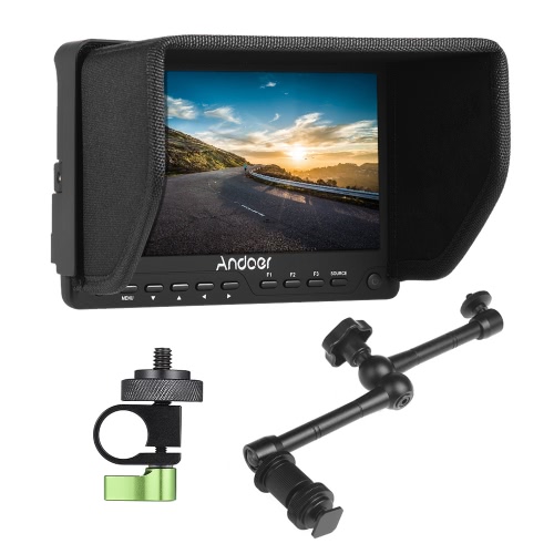 Andoer AD-702 7 Inch Ultra-thin HD 1280×800 IPS Screen Camera Field Monitor 400cd/㎡ for High Definition Multimedia Interface AV Input and Output for DSLR Camera Camcorder + 11